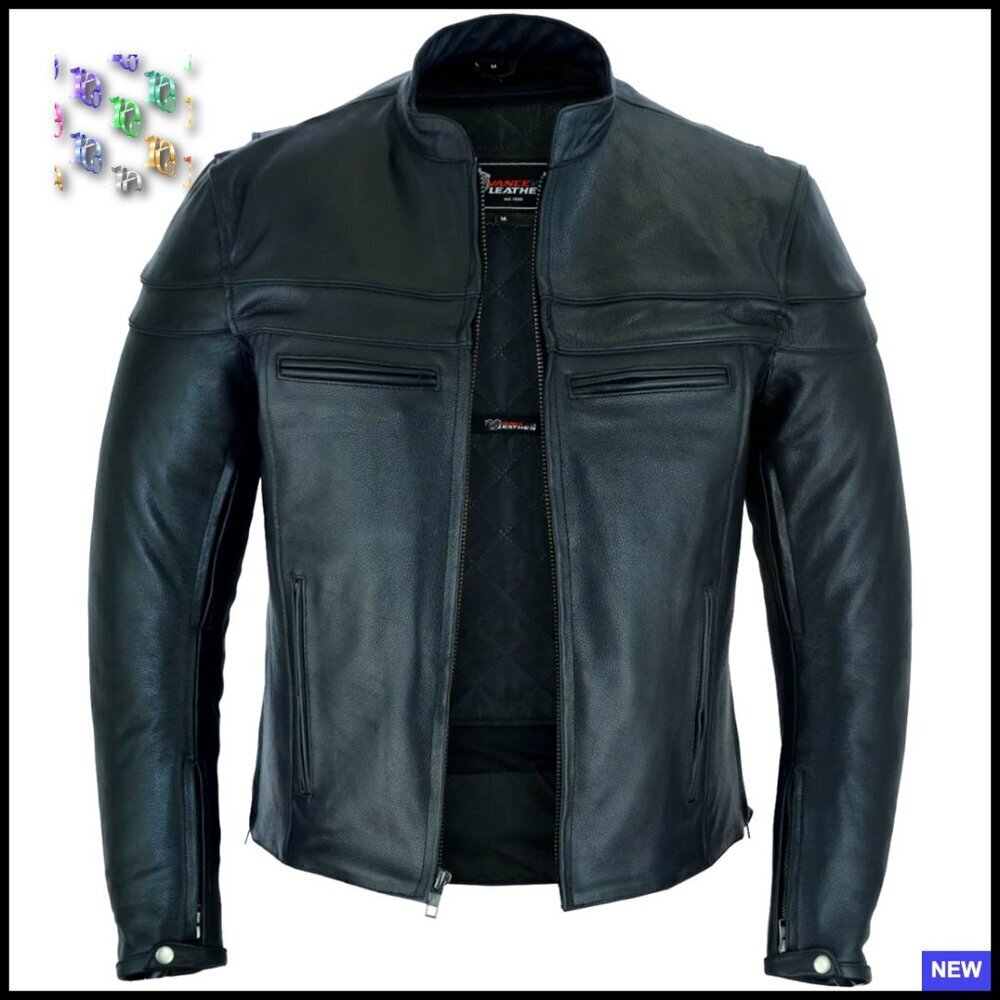 Premium Leather Motorcycle Racer Jacket with Vents and CCW Pockets